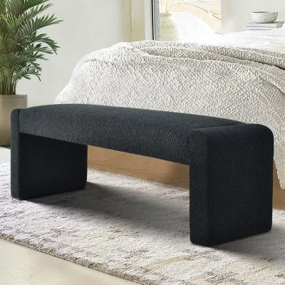Kaia 47" Faux Shearling Look Waterfall Upholstered Bench-The Pop Maison 9 Kaia 47" Faux Shearling Look Waterfall Upholstered Bench-The Pop Maison - Image 7