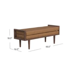 Wood Bench With Upholstered Seat Faux Leather Caramel - HomePop -Furniture Specialty Store GUEST caeece51 a185 4069 9046 ca9f96e1371f