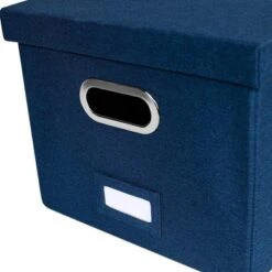 BirdRock Home 1-Pack Collapsible File Storage Organizer With Lid - Navy -Furniture Specialty Store GUEST cb2a017a 538a 4a09 986f 3101a61e746a