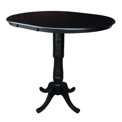 36" Draco Round Top Extension Dining Table With 12" Leaf And 4 X-Back Barstools Black - International Concepts 5 36" Draco Round Top Extension Dining Table With 12" Leaf And 4 X-Back Barstools Black - International Concepts - Image 3