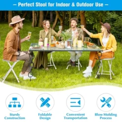 Costway Set Of 4 Portable Folding Stools 18'' Collapsible Round Stools White -Furniture Specialty Store GUEST cb87aa22 832b 424f a2b3 dd3ba67613f6