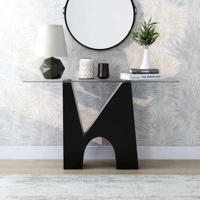 Riverpoint Modern Rectangle Console Table Clear/Black - HOMES: Inside + Out 4 Riverpoint Modern Rectangle Console Table Clear/Black - HOMES: Inside + Out - Image 2