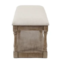 LuxenHome Upholstered Beige Linen Entryway And Bedroom Bench. -Furniture Specialty Store GUEST cd4e6f9d c86e 47d7 bb71 4a70a7b3d437