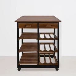 28" Solid Wood Rolling Kitchen Cart With Wine Rack And Drawer Dark Brown - Flora Home 18 28" Solid Wood Rolling Kitchen Cart With Wine Rack And Drawer Dark Brown - Flora Home -Furniture Specialty Store GUEST cd84cf23 e77e 44cd 82b2 c3cbbc5443cf