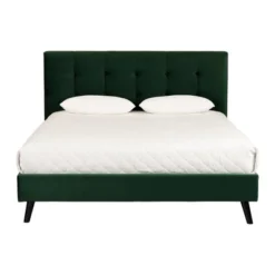 Queen Flam Upholstered Complete Platform Bed Dark Green - South Shore -Furniture Specialty Store GUEST cdaa132a 28c8 40a1 a6d4 8261f54cb41d
