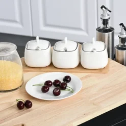 HOMCOM Mobile Kitchen Island Storage Trolley Cart On Wheels With Dropleaf Top, Towel/Spice Rack, 3 Drawers, 2-Door Cabinet -Furniture Specialty Store GUEST cf0387aa 4a71 4185 8c5f 97ba6bbb9168