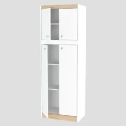 4 Doors Kitchen Storage Cabinet White/Oak - Inval -Furniture Specialty Store GUEST cf9d04db 5d8e 42dd b6ba 4ce1bbe940d5
