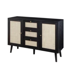 Modern Boho Wood And Rattan Storage Sideboard Black - Saracina Home -Furniture Specialty Store GUEST d0eaf357 1fe7 4214 9913 411413a9d23c