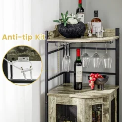 Costway Corner Bar Cabinet Industrial Liquor Wine Cabinet With Glass Holder & Mesh Doors -Furniture Specialty Store GUEST d15efdea ce90 4743 921c 7da099be75b9