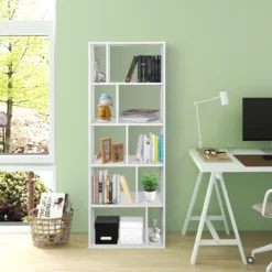 Costway 5-tier Wood Bookcase 66'' Tall Open Storage Shelf Display Rack W/10 Compartments -Furniture Specialty Store GUEST d161637e bb5d 422b 9364 59a1f69bba1f