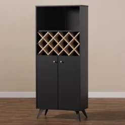 Serafino And Oak Finished Wood Wine Cabinet - Baxton Studio -Furniture Specialty Store GUEST d16c9ca1 08f1 4674 b7bc 9488c1f18c8a