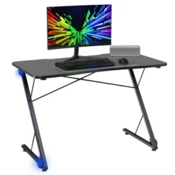 Costway 43.5 Inch Gaming Desk Z Shape Office PC Computer Desk Gamer Tables W/ LED Lights -Furniture Specialty Store GUEST d16ddb86 68a7 4a18 8f4e 78f991e2b045