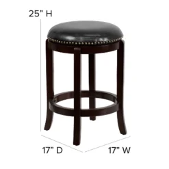 Flash Furniture 24'' High Backless Wood Counter Height Stool With LeatherSoft Swivel Seat -Furniture Specialty Store GUEST d16fa711 921e 4dda a675 290362b49dab