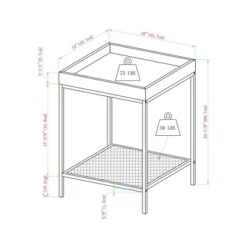 Rosalyn Urban Industrial Glam Square Tray Side Table With Metal Mesh Shelf Gray Wash - Saracina Home -Furniture Specialty Store GUEST d173d01f 5483 4990 9728 2f1962055612