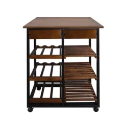 28" Solid Wood Rolling Kitchen Cart With Wine Rack And Drawer Dark Brown - Flora Home 16 28" Solid Wood Rolling Kitchen Cart With Wine Rack And Drawer Dark Brown - Flora Home -Furniture Specialty Store GUEST d17ae81a 5a22 4d15 8340 8955a42cba6e