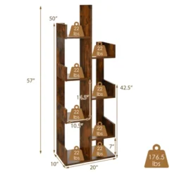 Tangkula 8-Tier Modern Bookshelf Anti-fall Tree Bookcase Storage Rack Suitable For Home & Office Brown/White/Black -Furniture Specialty Store GUEST d181d140 8ec6 4871 9781 b528d1ff93eb