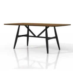 7pc Bernst Mid-Century Modern Dining Table Set Antique Oak/Black/Gray - MiBasics -Furniture Specialty Store GUEST d1c30730 8f7f 4408 b78c 854d47c98779