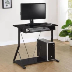 Alastair Computer Desk With Keyboard Tray And Storage Shelf Black - Coaster