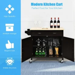 Costway Modern Rolling Kitchen Island Cart Wood Top Storage Trolley With Storage Drawers -Furniture Specialty Store GUEST d231fe04 787d 4652 a642 b8f8be702c94