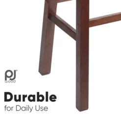 PJ Wood Classic Saddle Seat 29" Tall Kitchen Counter Stools For Homes, Dining Spaces, And Bars W/ Backless Seats & 4 Square Legs, Walnut (Set Of 10) -Furniture Specialty Store GUEST d2432cfe a5bb 4ca9 a085 02026cbdfa37