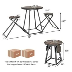 Costway 3-Piece Bar Table Set Round Pub Dining Table & 2 Foldable Stools W/ Metal Frame -Furniture Specialty Store GUEST d2542876 6a34 44e9 b949 fb88379e5f58