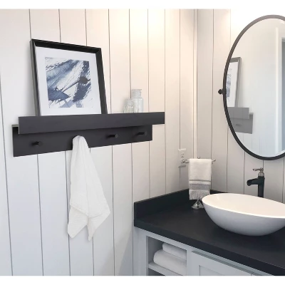 36" X 7.5" X 4.5" Levie Wood Wall Shelf Ledge With Knobs - Kate & Laurel All Things Decor 7 36" X 7.5" X 4.5" Levie Wood Wall Shelf Ledge With Knobs - Kate & Laurel All Things Decor - Image 5