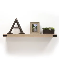 36" X 9.2" Floating Shelf Wall Mounted With Metal Corners White Oak - Inplace -Furniture Specialty Store GUEST d2eaab4e 8bf3 4e43 bee2 e9d6751b645c