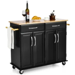 Costway 4-Door Rolling Kitchen Island Cart Buffet Cabinet W/ Towel Racks Drawers WhiteBlack 22 Costway 4-Door Rolling Kitchen Island Cart Buffet Cabinet W/ Towel Racks Drawers WhiteBlack -Furniture Specialty Store GUEST d2fadcbf 86d7 4f7a af48 a5130f2ddf02
