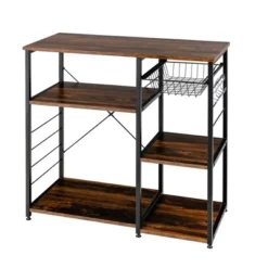Costway Industrial Kitchen Baker's Rack Microwave Stand Utility Home Shelf W/ 6 Hooks -Furniture Specialty Store GUEST d36101f8 71e7 4d9b aa2d 4603bc5540a1