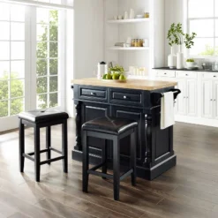 Oxford Kitchen Island With Square Seat Stools Black - Crosley 11 Oxford Kitchen Island With Square Seat Stools Black - Crosley -Furniture Specialty Store GUEST d415cfbb 6e4a 4148 b14d 206c686decff