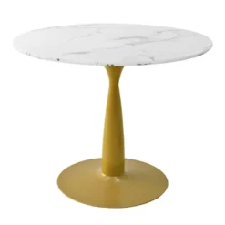 Harris+Bingo 5-Piece Round-Shaped Artificial Marble Dining Table Set With 4 Velvet Upholstered Chairs Gold Legs -Maison Boucle -Furniture Specialty Store GUEST d424d11d 6691 481a b5f8 52d6fd1c0fae