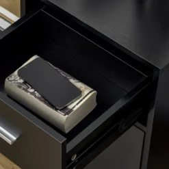 Vinsetto Lateral File Cabinet With Wheels, Mobile Printer Stand With Open Shelves And Drawers For A4 Size Documents, Black -Furniture Specialty Store GUEST d4d6bdde 2e4c 42b8 9c7d 7f8e6ade4f21