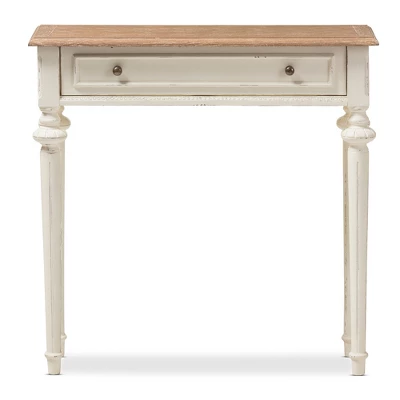 Marquetterie French Provincial Style Weathered Oak Wash And Distressed Wood Finish Two - Tone Console Table - White - Baxton Studio 3 Marquetterie French Provincial Style Weathered Oak Wash And Distressed Wood Finish Two - Tone Console Table - White - Baxton Studio
