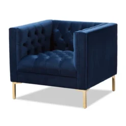 Zanetta Luxe And Glamour Velvet Upholstered Gold Finished Lounge Chair - Baxton Studio -Furniture Specialty Store GUEST d5184615 0baf 4c69 aa68 e09e68e38874