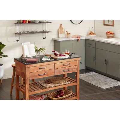 Coastal Wood Kitchen Cart Brown - Olivia & May 11 Coastal Wood Kitchen Cart Brown - Olivia & May - Image 9