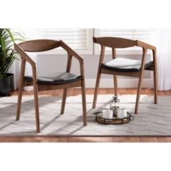 2pc Harland Faux Leather Upholstered And Wood Dining Chair Set - Baxton Studio -Furniture Specialty Store GUEST d5cba141 7d09 4568 add9 a4b654383c05