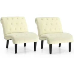 Costway Set Of 2 Armless Accent Chair Upholstered Tufted Lounge Chair -Furniture Specialty Store GUEST d64d2421 fc84 41c2 940f cbb1125668aa