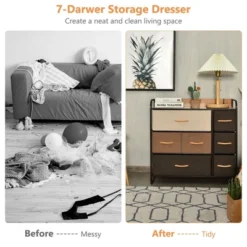 Costway 7-Drawer Dresser Storage 3-Tier Organizer Tower Steel Frame Wooden Top -Furniture Specialty Store GUEST d661647a 6443 43e4 a407 9e317b2330eb