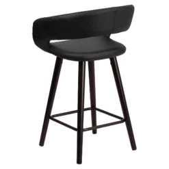 Emma And Oliver 24"H Cappuccino Wood Rounded Open Back Counter Height Stool -Furniture Specialty Store GUEST d793149b c960 4145 bd15 13e18e38d5a9