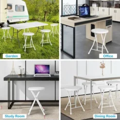 Costway Set Of 4 Portable Folding Stools 18'' Collapsible Round Stools White -Furniture Specialty Store GUEST d834971b 94d5 4bee a3b6 52db1c26068f