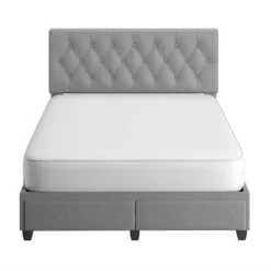 Full Henley Linen Tufted Upholstered Platform Bed With Storage Drawers Gray - Eco Dream -Furniture Specialty Store GUEST d8e55f22 8754 4b8f a600 5dcfc0c85ca8