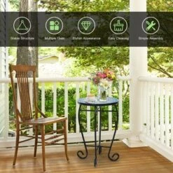 Costway Mosaic Side Table Accent Table Round Balcony Bistro End Table OrangeBlueNavy -Furniture Specialty Store GUEST d959b690 39bf 47e7 9e65 bcfa5bdf1341