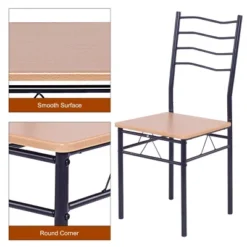 Costway 5 Piece Dining Table Set 29.5" With 4 Chairs Wood Metal Kitchen Breakfast Furniture Brown 13 Costway 5 Piece Dining Table Set 29.5" With 4 Chairs Wood Metal Kitchen Breakfast Furniture Brown -Furniture Specialty Store GUEST d984518f 55f5 45eb b551 06c86c015e38