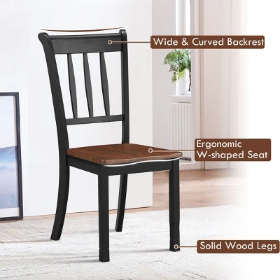 Costway Set Of 2 Wood Dining Chair High Back Kitchen Whitesburg Side Chair BlackWhite 7 Costway Set Of 2 Wood Dining Chair High Back Kitchen Whitesburg Side Chair BlackWhite - Image 5