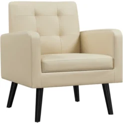 Yaheetech Modern Armchair Accent Chair Faux Leather Tufted With Solid Wood Legs -Furniture Specialty Store GUEST dababa92 2086 4136 ad88 a5ffe33f4f88