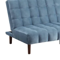 76" Yolandi Futon Teal Velvet/Dark Walnut Finish - Acme Furniture -Furniture Specialty Store GUEST dad55547 52fb 45c9 8590 71362592bdab