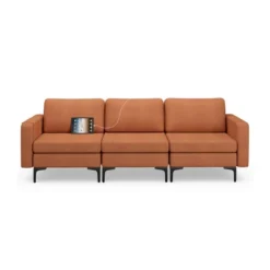 Costway Modular 3-Seat Sofa Couch W/ Socket USB Ports & Side Storage Pocket OrangeDark Grey -Furniture Specialty Store GUEST dadbdec1 5d9a 478a bff1 fe75c63c2621