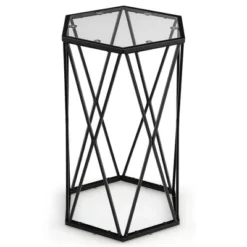 Costway End Table Tempered Glass Top Metal Frame Hexagonal Accent Side Table Living Room 19 Costway End Table Tempered Glass Top Metal Frame Hexagonal Accent Side Table Living Room -Furniture Specialty Store GUEST daf4461f 3767 4bf4 a362 d02d2e35e7b7