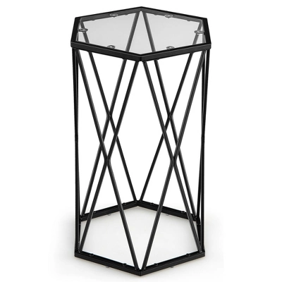 Costway End Table Tempered Glass Top Metal Frame Hexagonal Accent Side Table Living Room 11 Costway End Table Tempered Glass Top Metal Frame Hexagonal Accent Side Table Living Room - Image 9