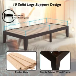 Costway Twin Size 14'' Wooden Bed Frame Mattress Platform Wood Slats Support EspressoNatural -Furniture Specialty Store GUEST db07899b 46d9 4f41 aacc 62fd9fb0b813